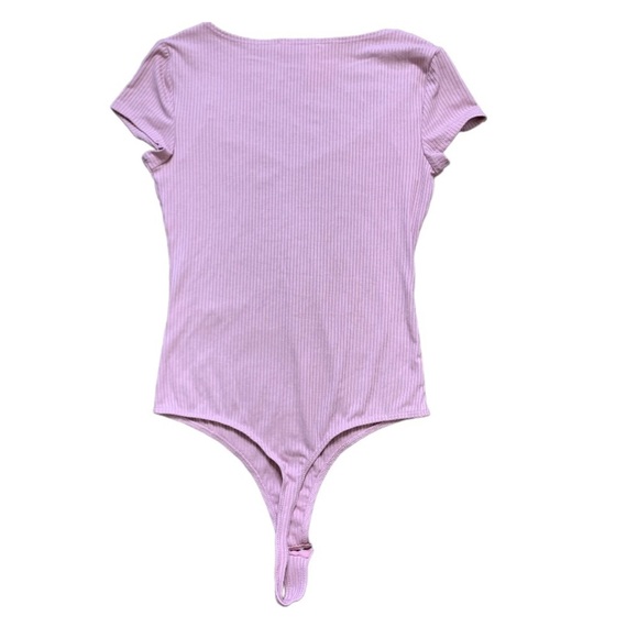 NWT NORDSTROM Elodie Ribbed Bodysuit With Cap Sleeves Rose Pink Size Medium - Picture 6 of 8